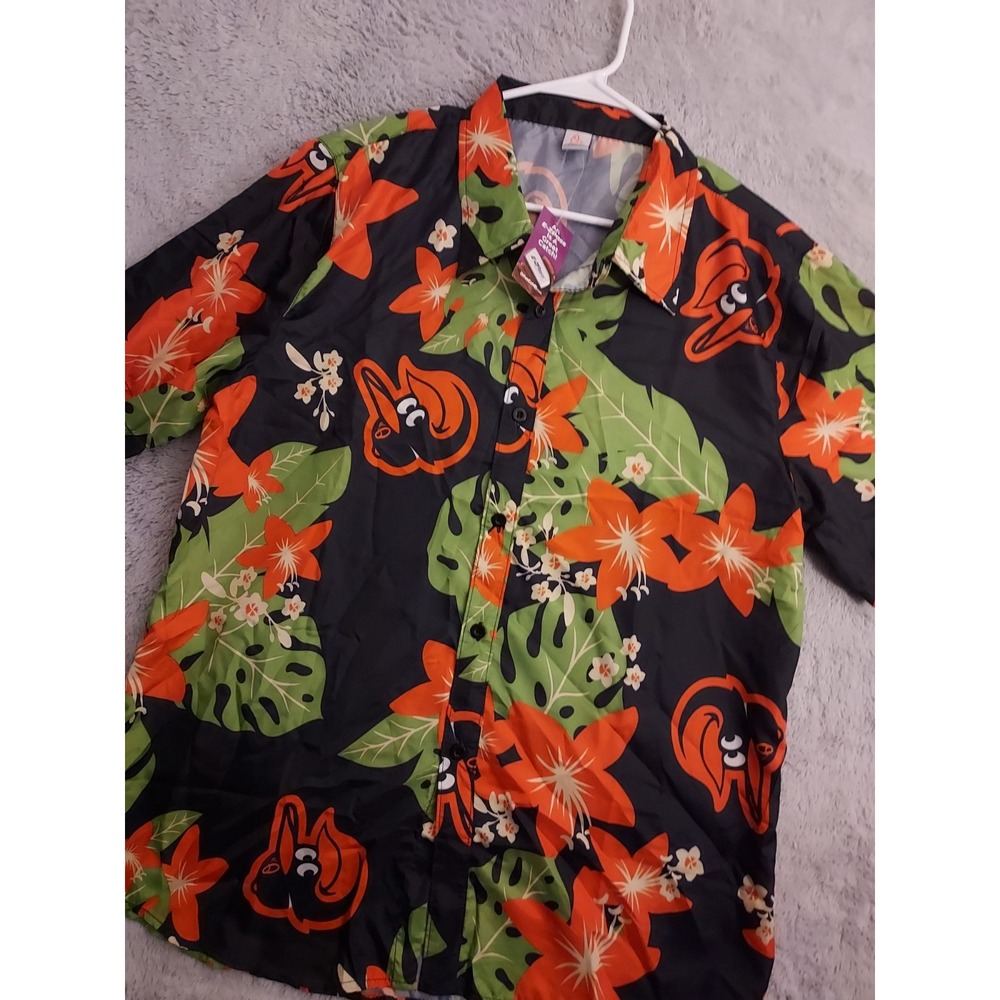 NEW Baltimore Orioles Hawaiian Shirt Men Medium Tropical Floral MLB Baseball SGA